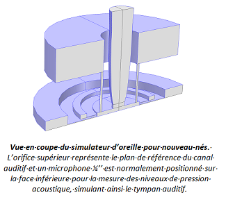 Vue CAO en coupe d'un simulateur d'orielle pour nouveaux-nés