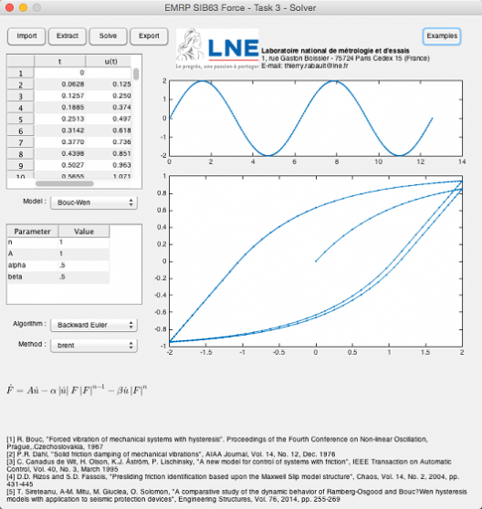 Logiciel de calcul d'hystérésis et d'identification des paramètres des capteurs de force